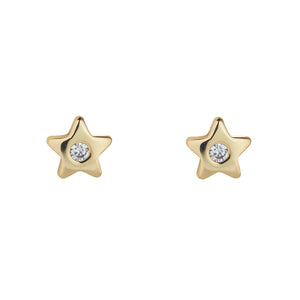 9ct Gold Tiny Star CZ Earrings
