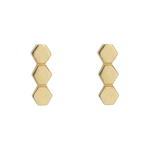 9ct Gold Honeycomb Stud Earrings