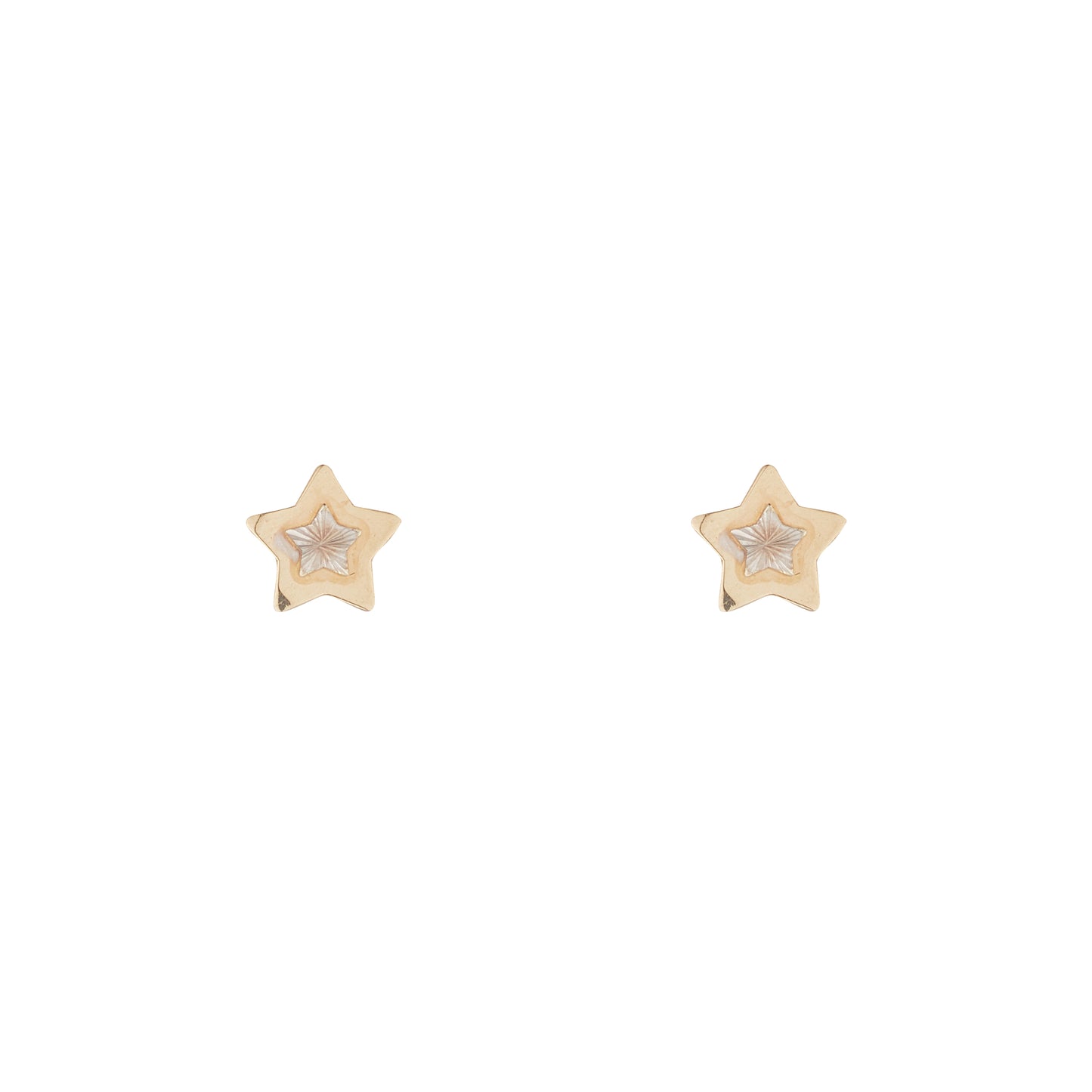 9ct Gold Star Two-tone Stud Earrings