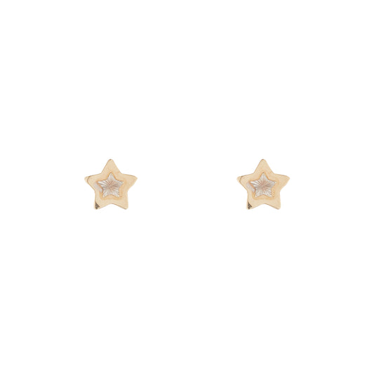 9ct Gold Star Two-tone Stud Earrings