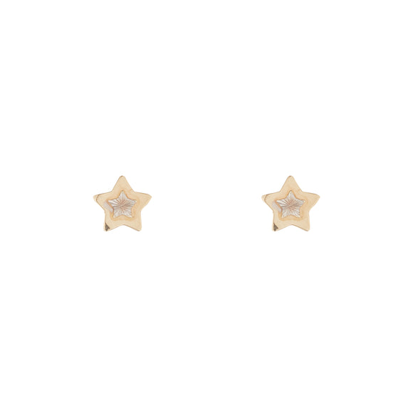 9ct Gold Star Two-tone Stud Earrings