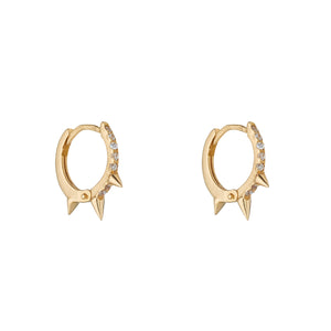 9ct Gold CZ Tripple Spike Huggie 10mm Earrings