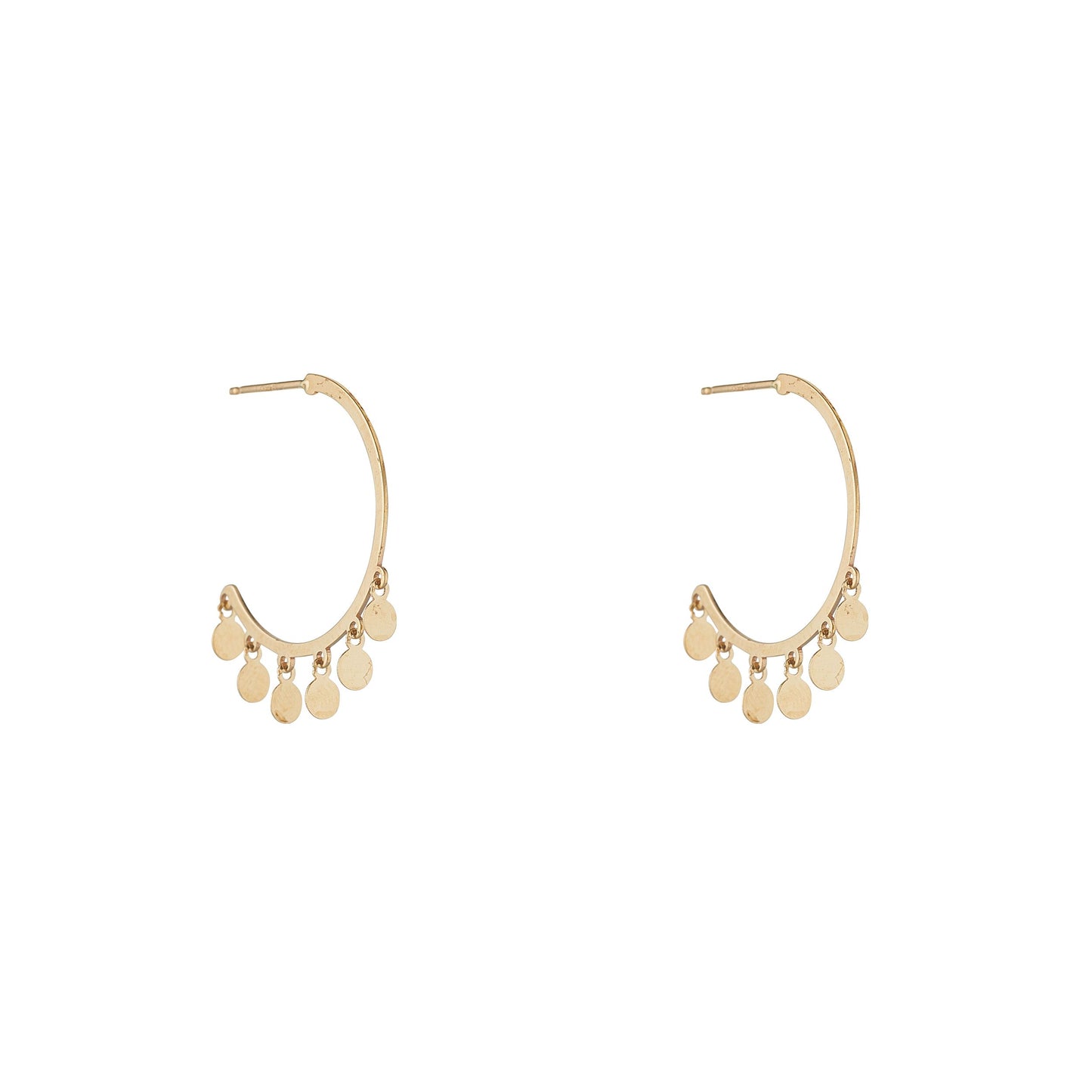 9ct Gold Circle Drop Hoop Earrings