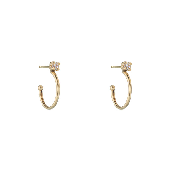 9ct Gold CZ Hoop Earrings