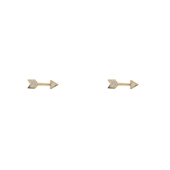 9ct Gold CZ Arrow Stud Earrings