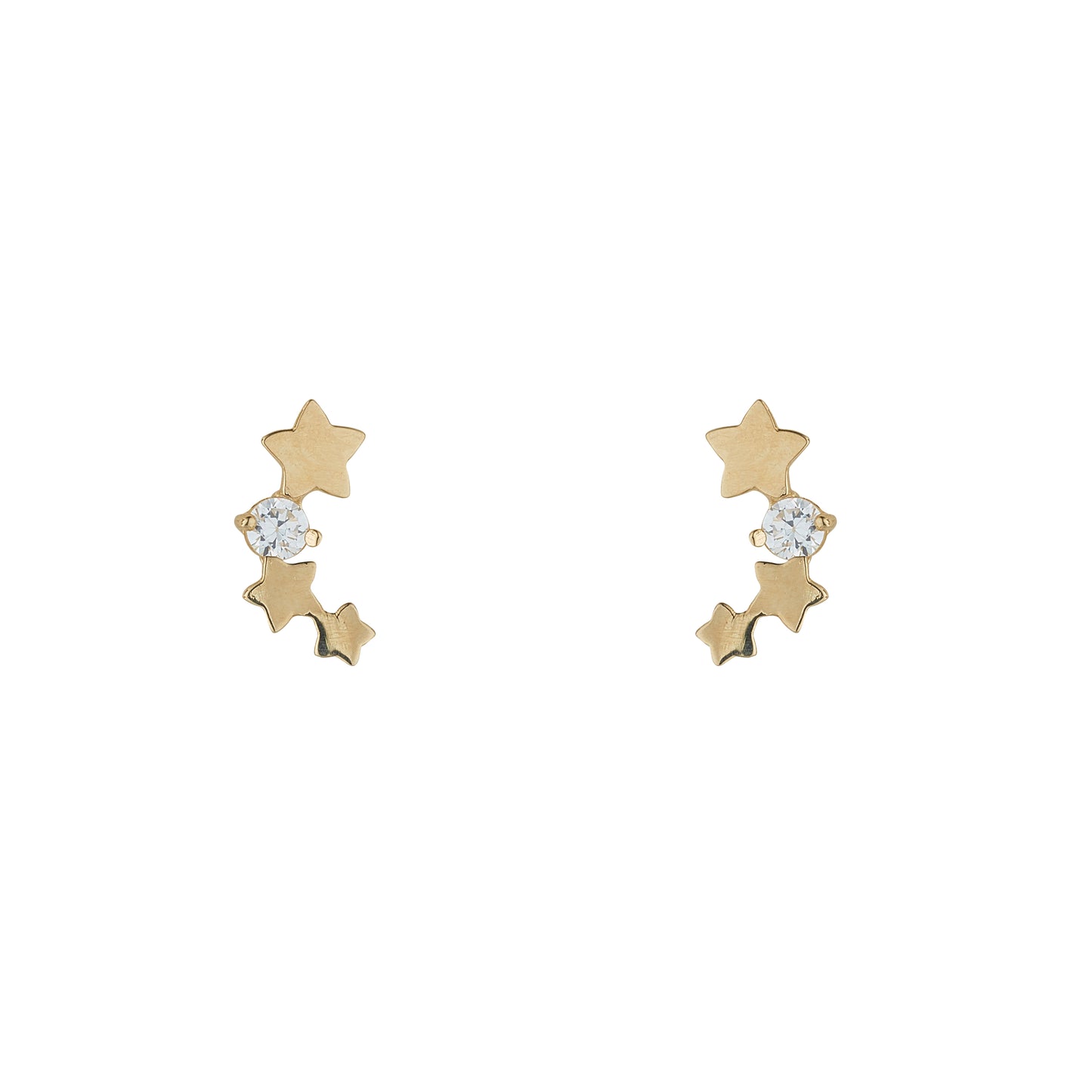 9ct Gold CZ Stars Stud Earrings