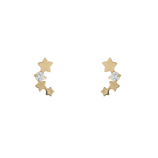 9ct Gold CZ Stars Stud Earrings