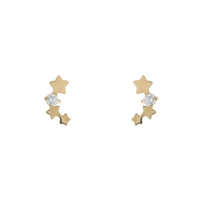9ct Gold CZ Stars Stud Earrings
