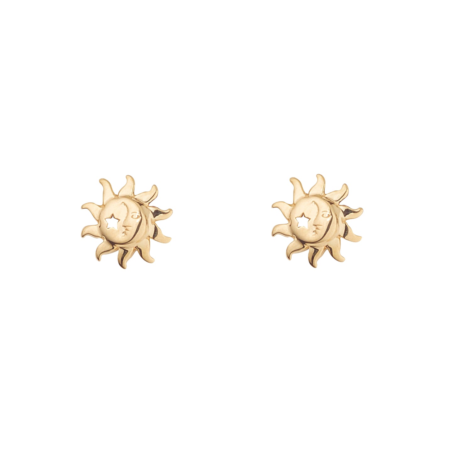 9ct Gold Sun Moon & Star Stud Earrings