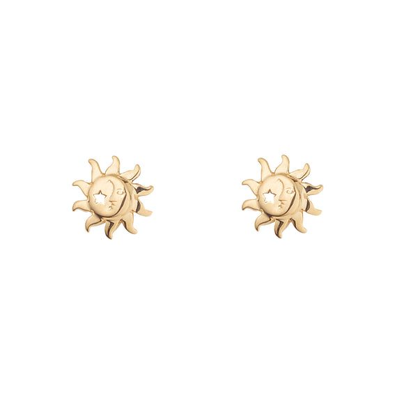 9ct Gold Sun Moon & Star Stud Earrings