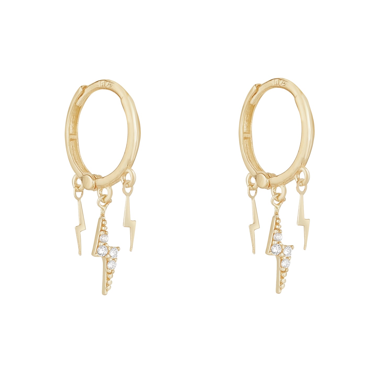 9ct Gold Hinged Hoop Earrings with 3 Lightening Drops