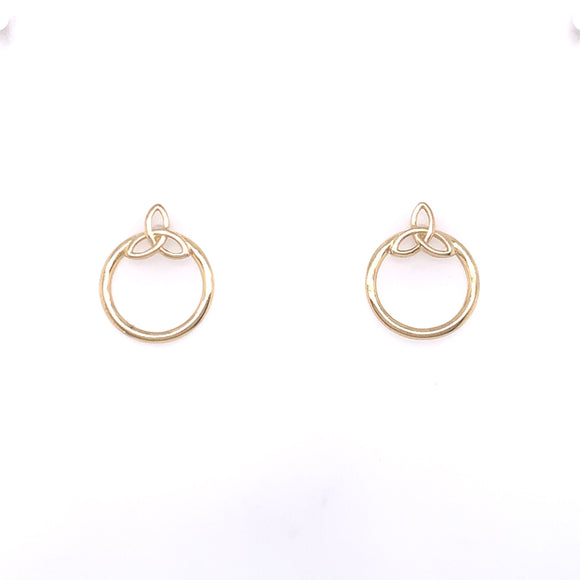 9ct Gold Trinity Knot Open Circle Stud Earrings