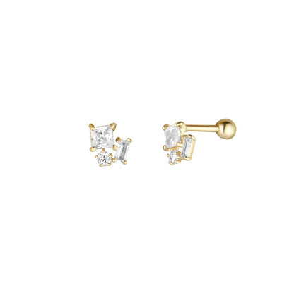 9ct Yellow Gold Three CZ Piercing