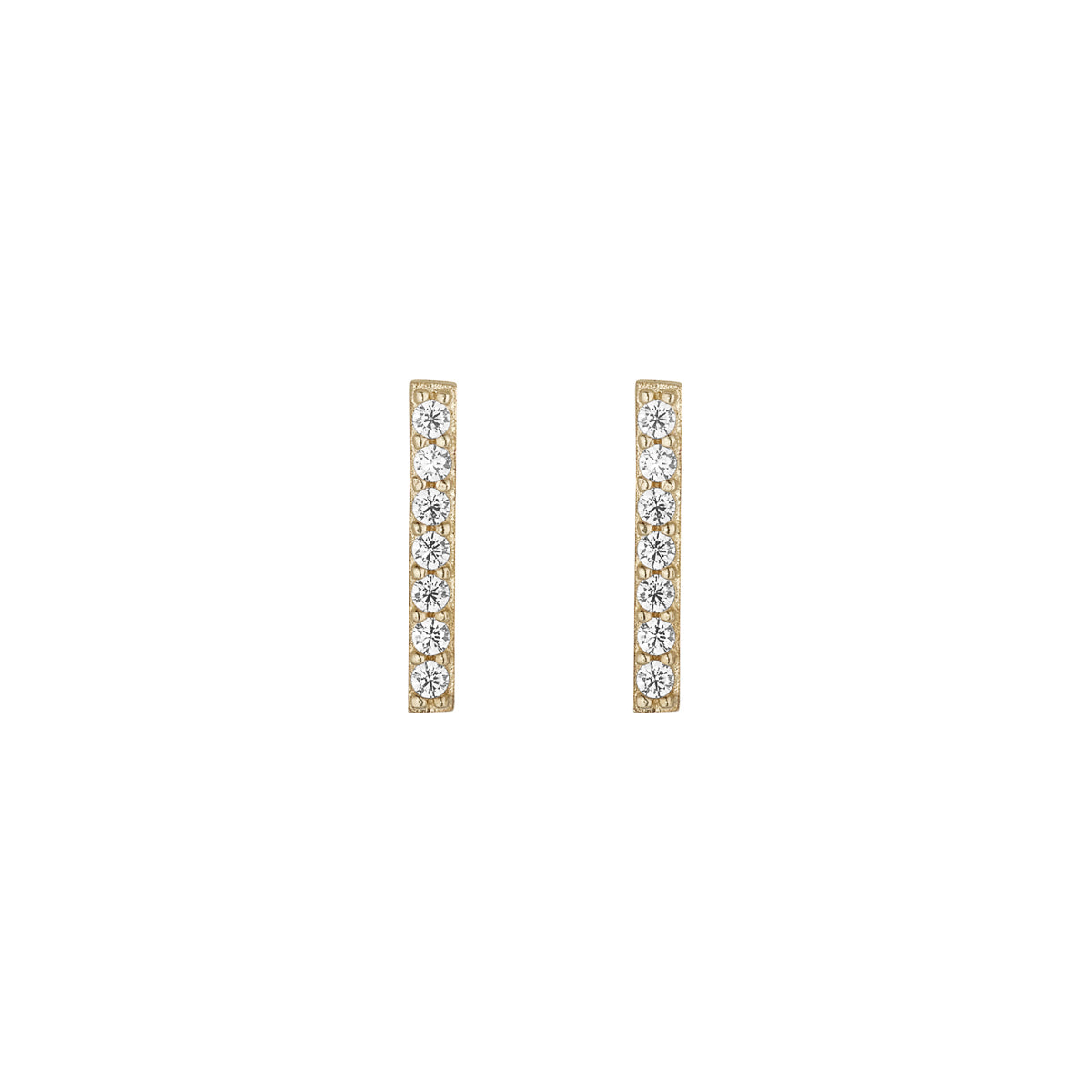 9ct Yellow Gold CZ Bar Stud Earrings