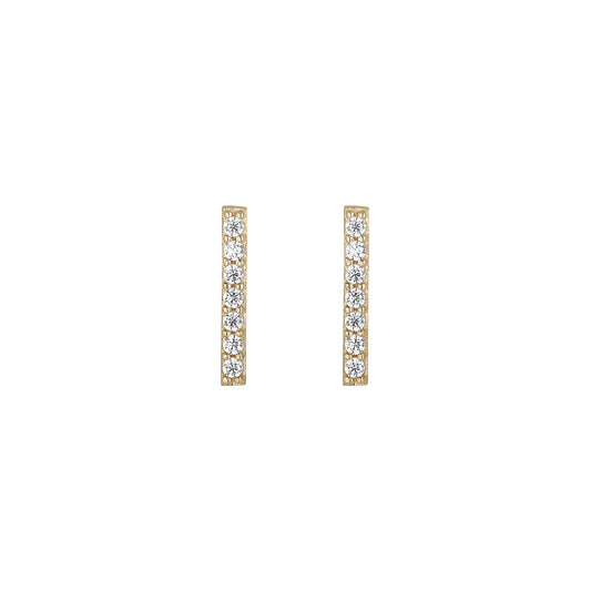 9ct Yellow Gold CZ Bar Stud Earrings