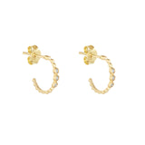 9ct Gold Rubover CZ Ball Half Hoop Earrings