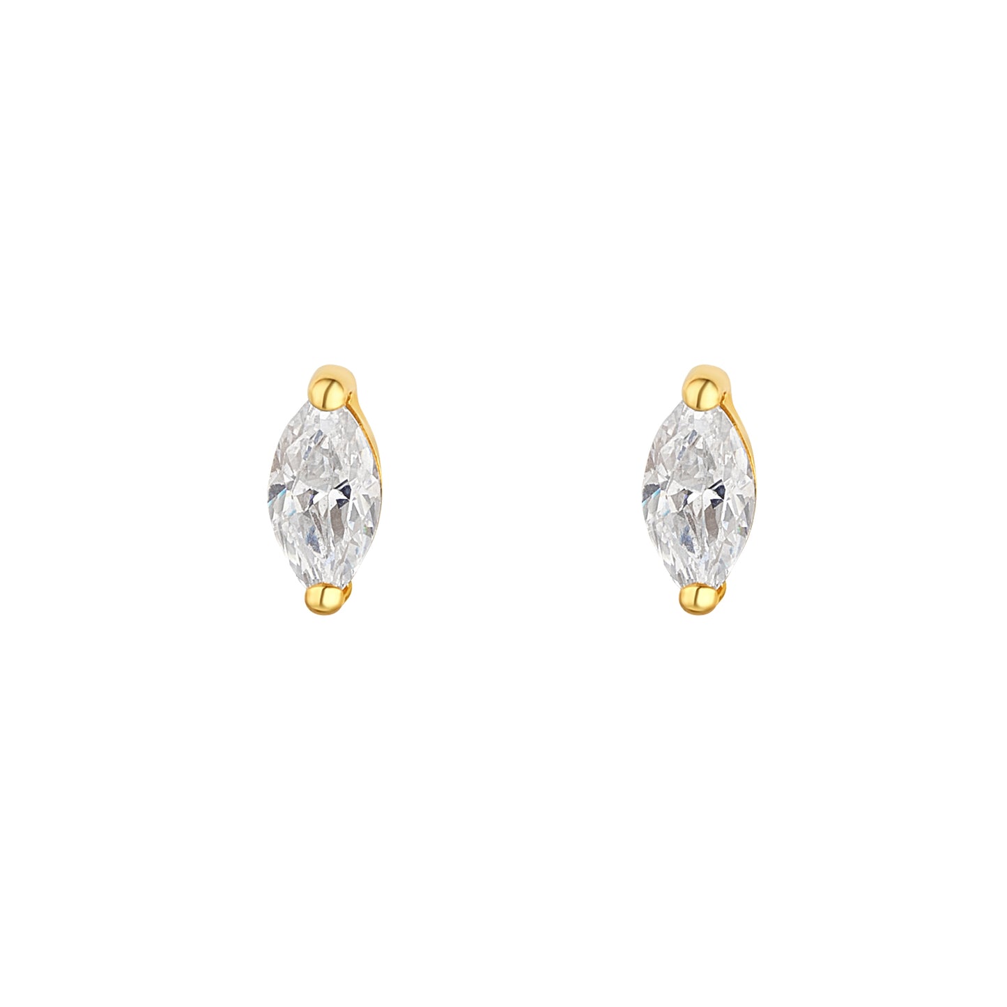 9ct Gold 6mm CZ Marquis Stud Earrings