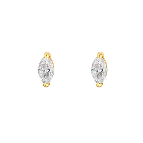 9ct Gold 6mm CZ Marquis Stud Earrings