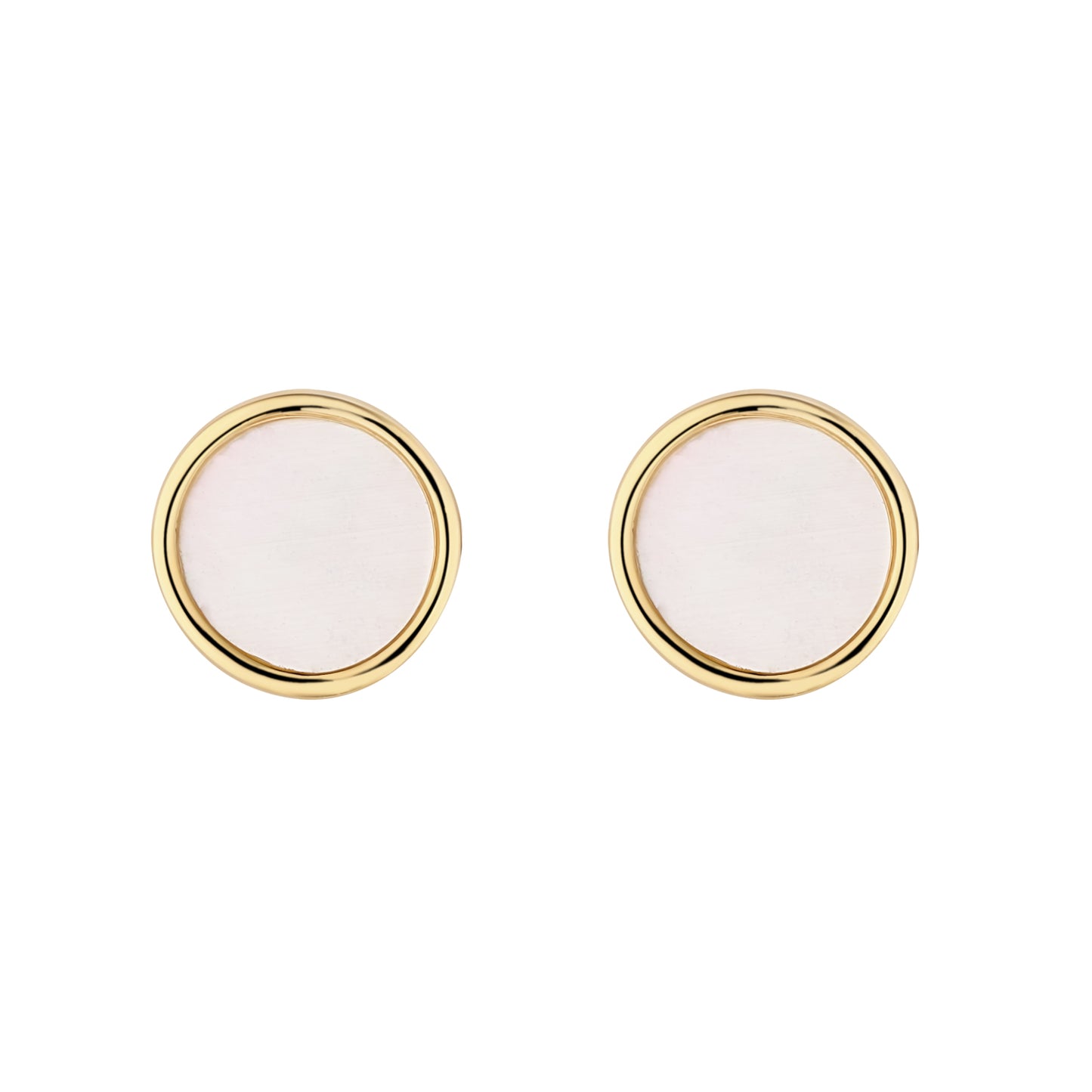 9ct Gold Mother of Pearl Disc Stud Earrings