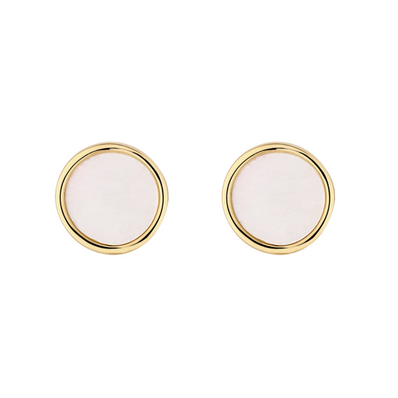 9ct Gold Mother of Pearl Disc Stud Earrings