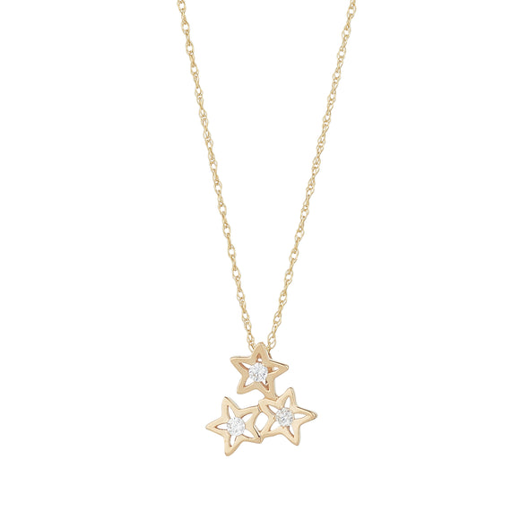 9ct Gold Triple Star CZ Pendant