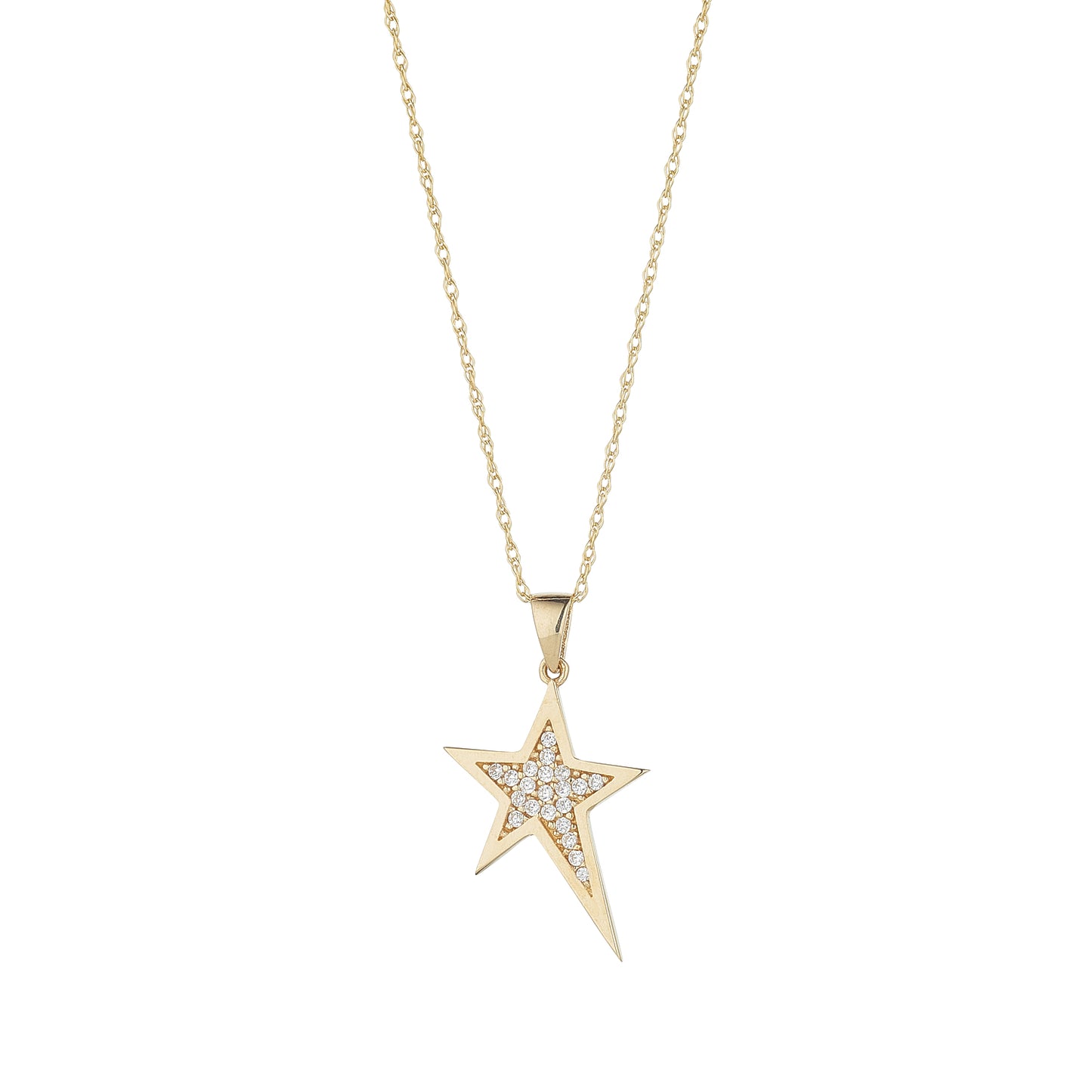 9ct Gold CZ Shooting Star Pendant