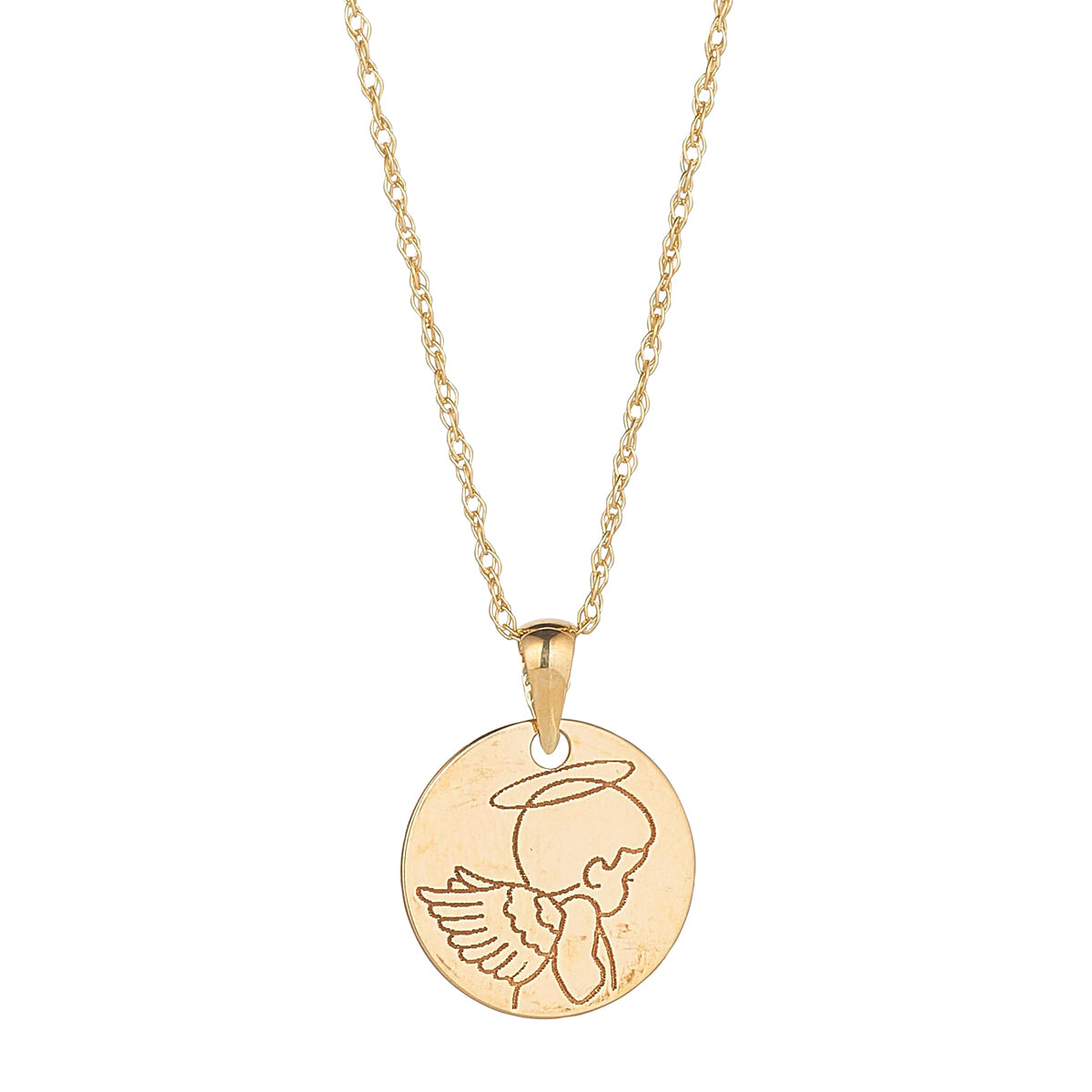 9ct Gold Engravable Angel Disc Pendant