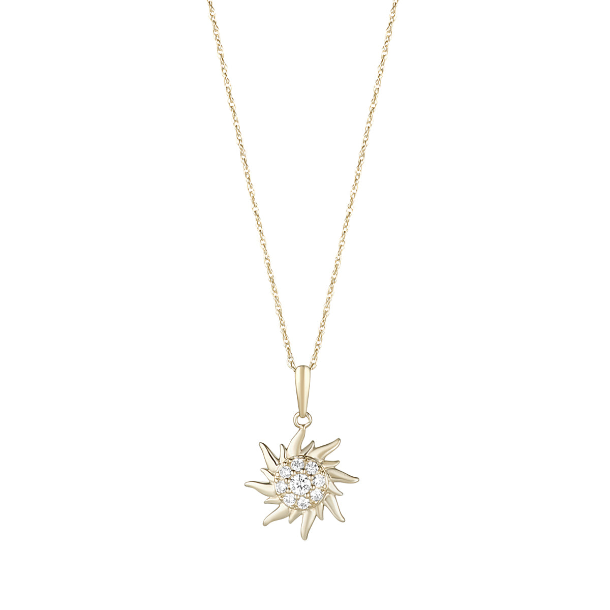 9ct Gold CZ Flaming Sun Pendant