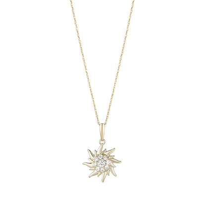 9ct Gold CZ Flaming Sun Pendant