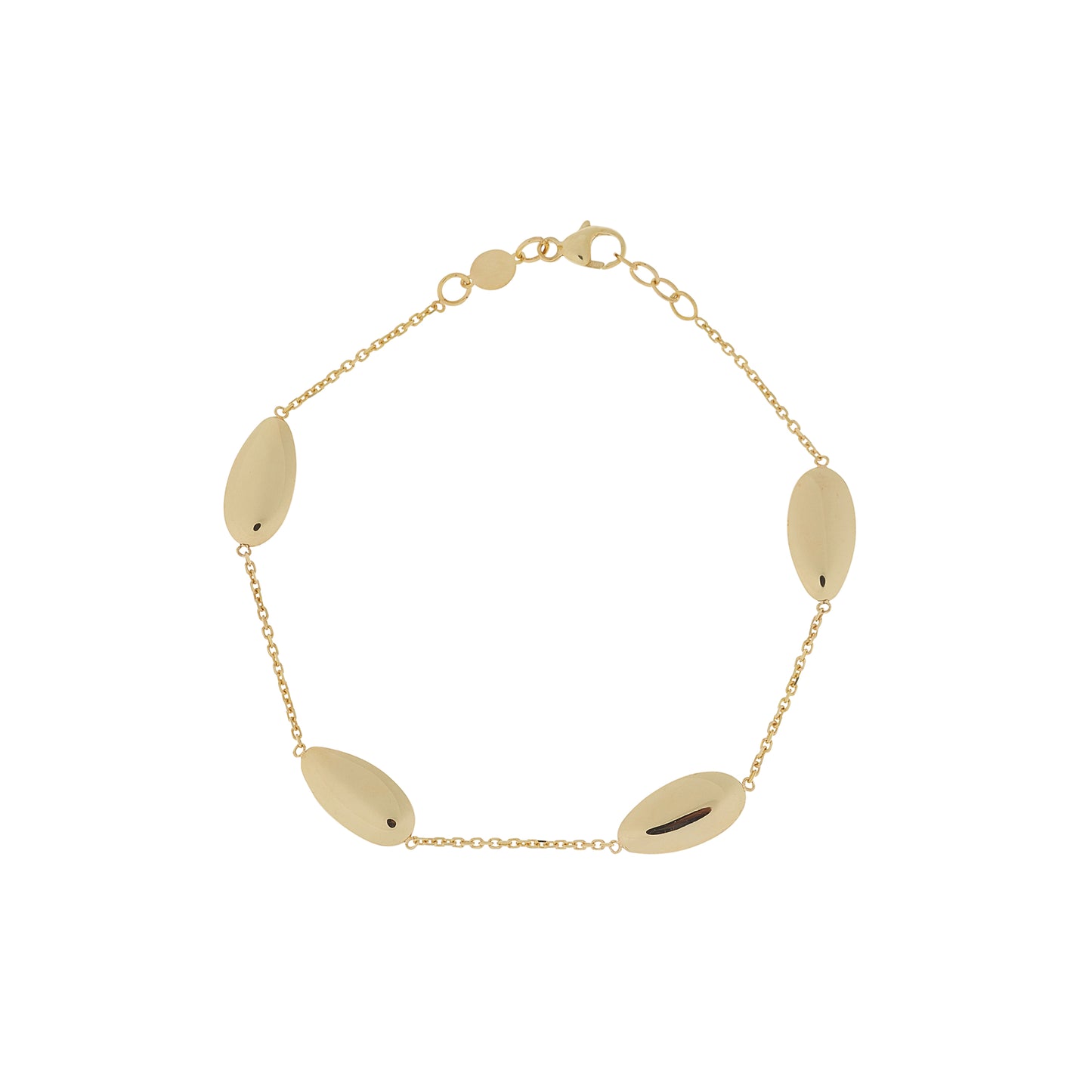 9ct Gold Four Polished Ovals Bracelet