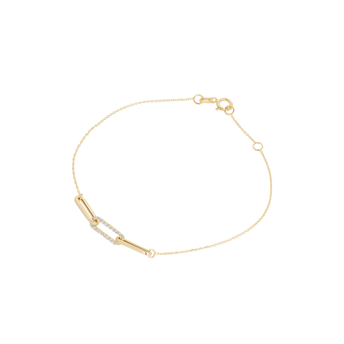 9ct Gold CZ Oval Link Fancy Bracelet