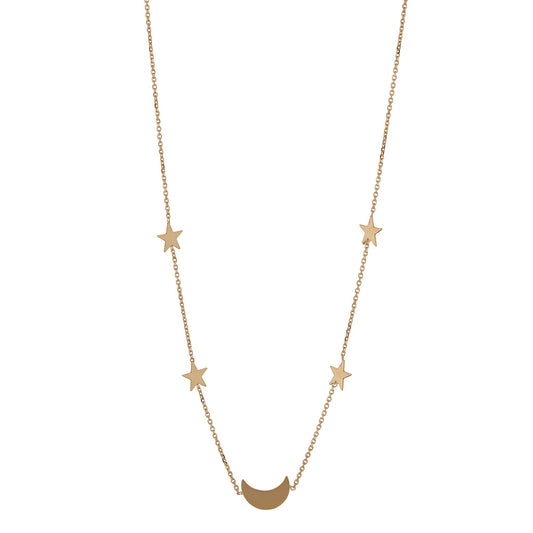 9ct Gold Moon & Stars Necklet