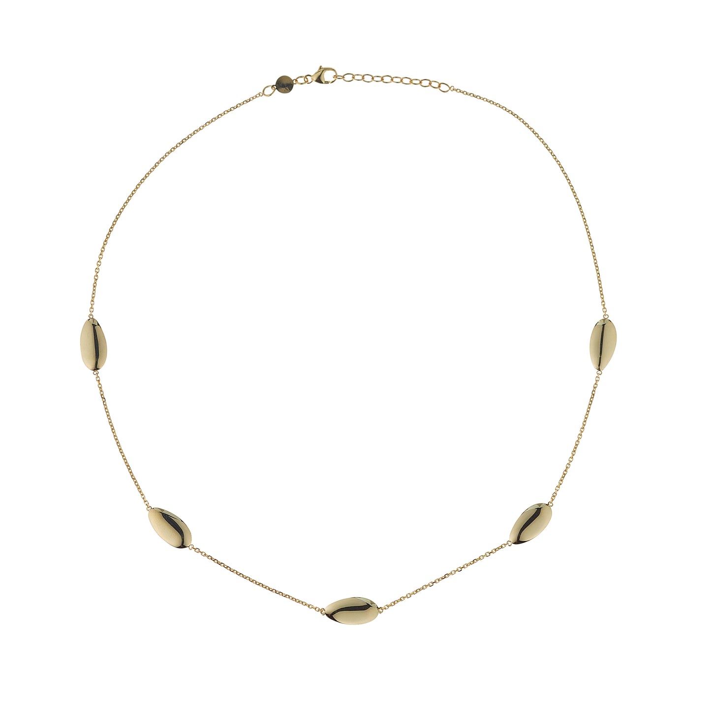 9ct Gold Five Polished Ovals Necklet