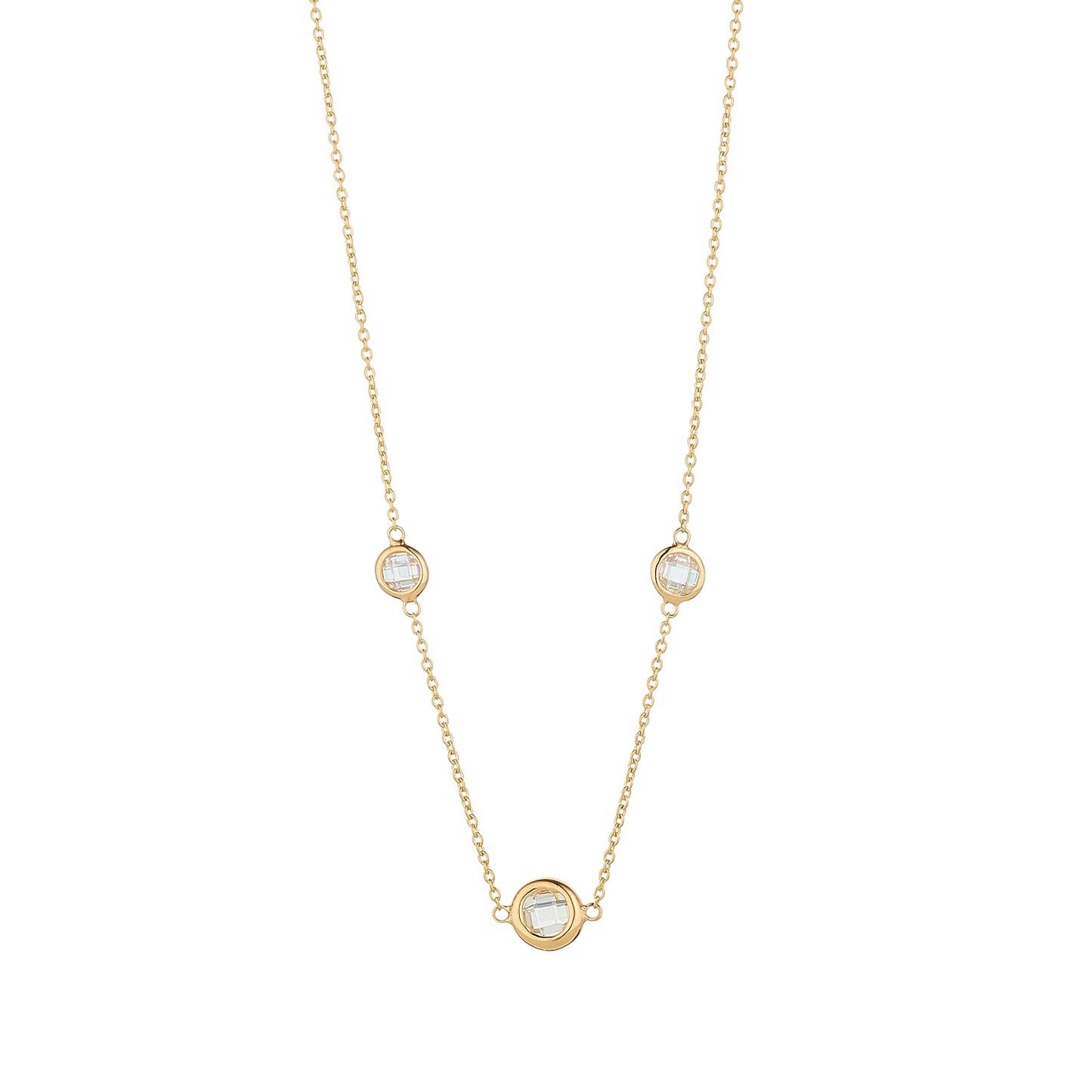 9ct Gold CZ Trilogy Necklace