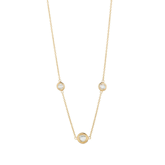 9ct Gold CZ Trilogy Necklace