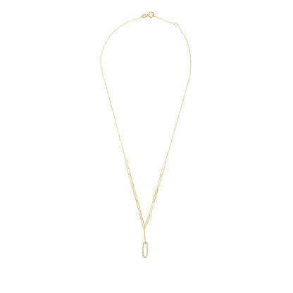 9ct Gold Layered CZ Oval Link Drop Necklet