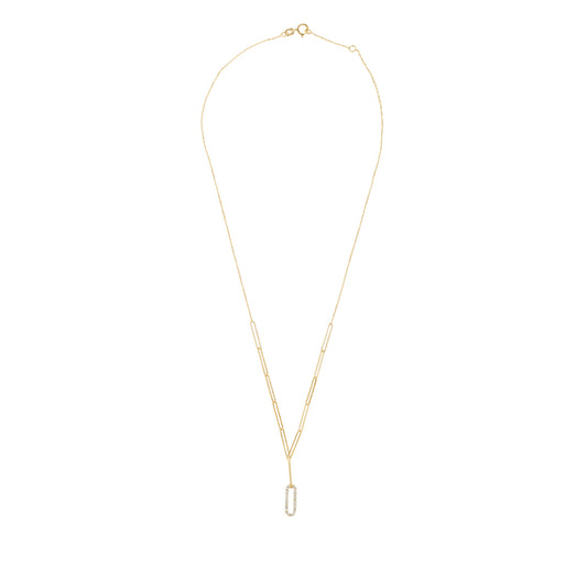 9ct Gold Layered CZ Oval Link Drop Necklet