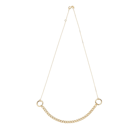 9ct Gold Circle & Curb Chain Necklet