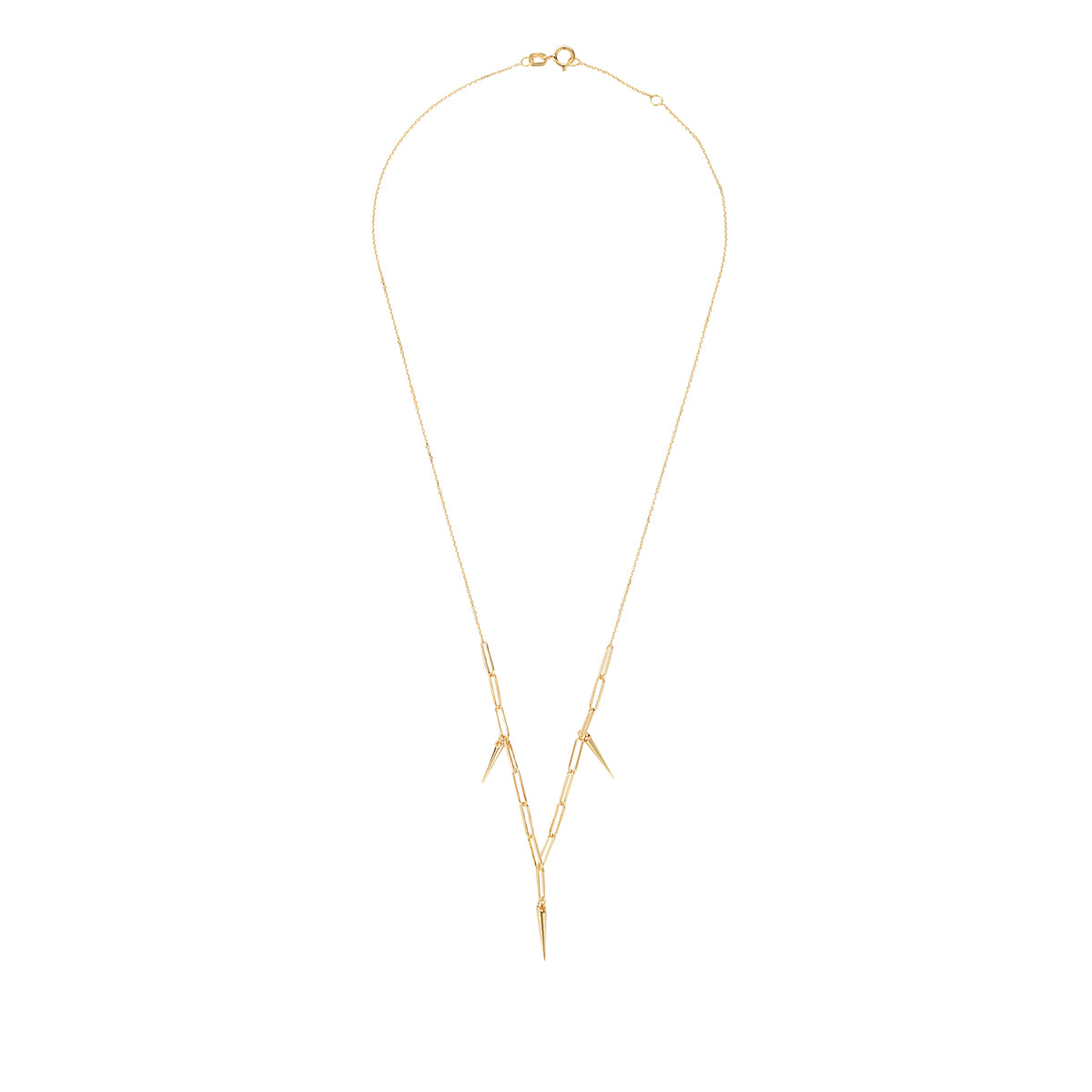 9ct Gold Linked Chain Necklet with Spike Drops