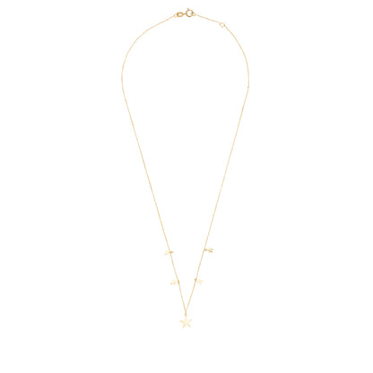 9ct Gold 5 Star Drop Charm Necklet