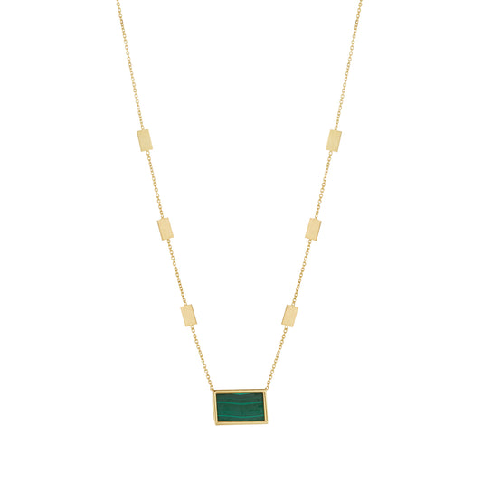 9ct Gold Malachite Centre Fancy Necklet