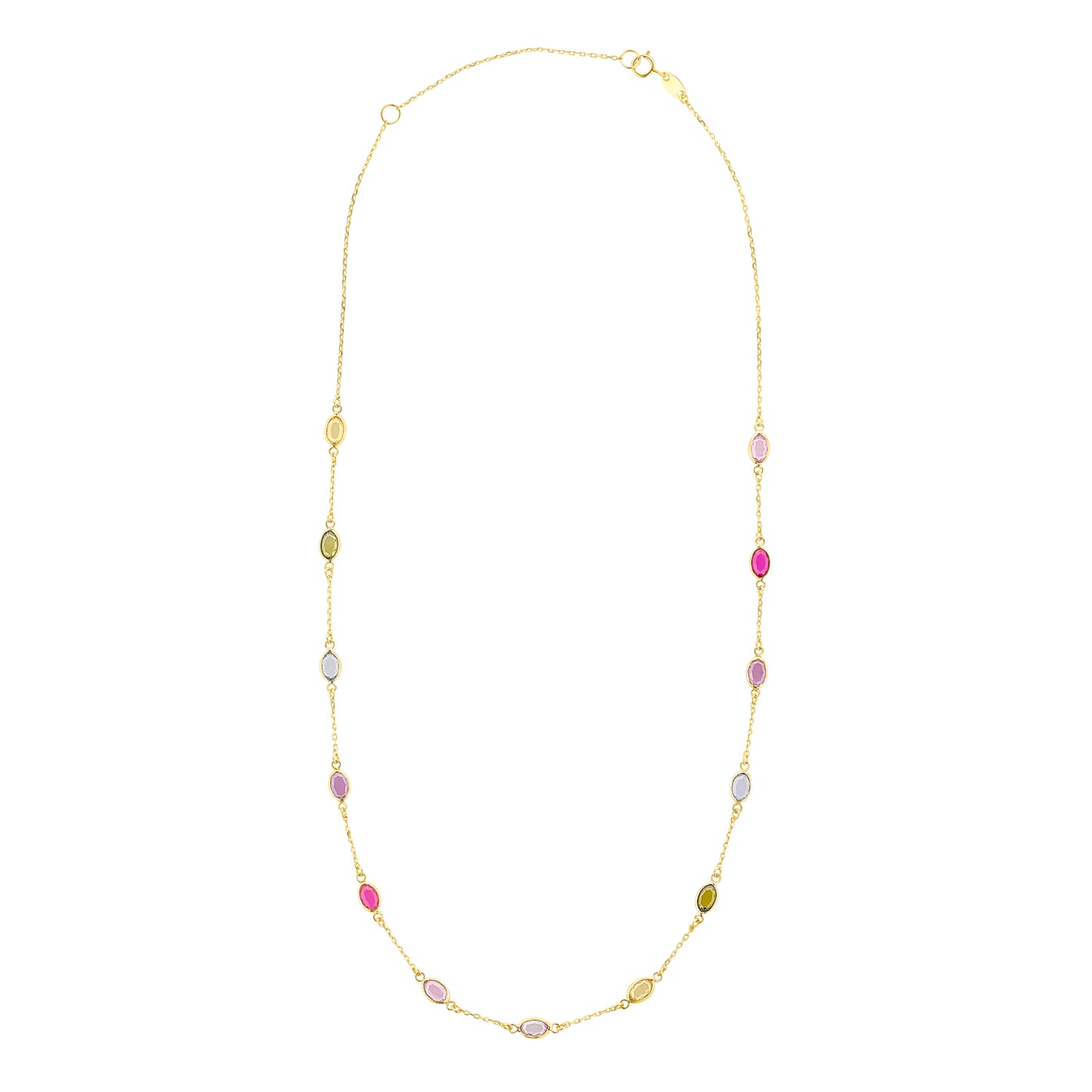 9ct Gold Multi Colour Stone Set Necklet GPX189