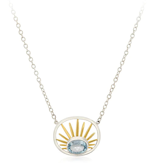 Gallardo & Blaine Sterling Silver Goddess Necklace Small Blue Topaz