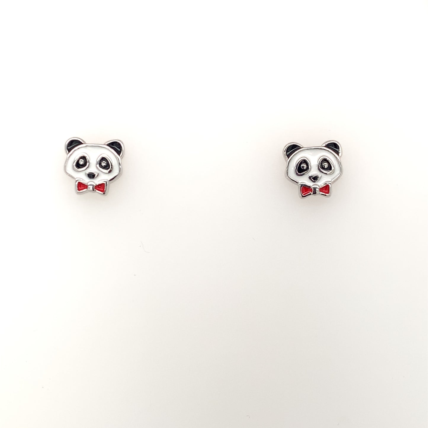 Silver Panda Stud Earrings