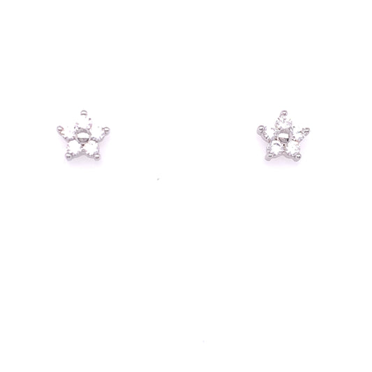 Sterling Silver CZ Star Stud Earrings NK029/E