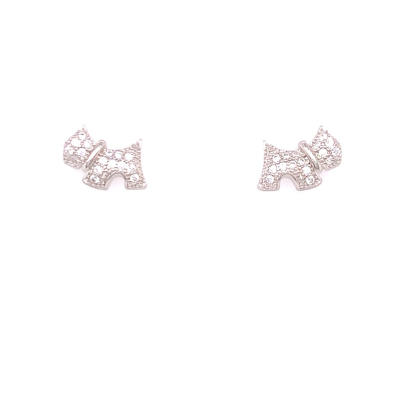 Silver CZ Scottie Dog Stud Earrings NK048/E