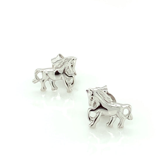 Sterling Silver Running Horse Stud Earrings NK055/E