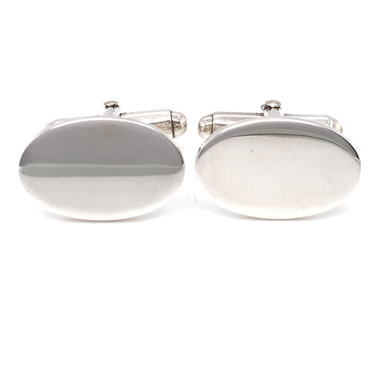 Sterling Silver Polished Oval Cufflinks