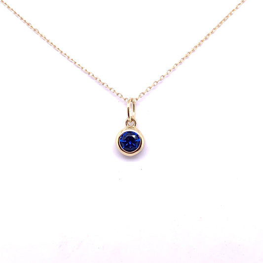 9ct  Gold Dainty Sapphire CZ Birthstone Pendant GPS64