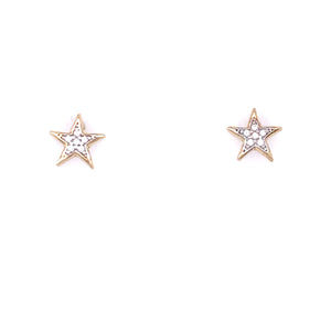 9ct Gold CZ Star Stud Earrings